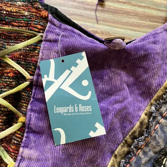Leopards & Roses Patchwork Crossbody Hobo Bag Convertible Backpack NWT Purple - Picture 3 of 9
